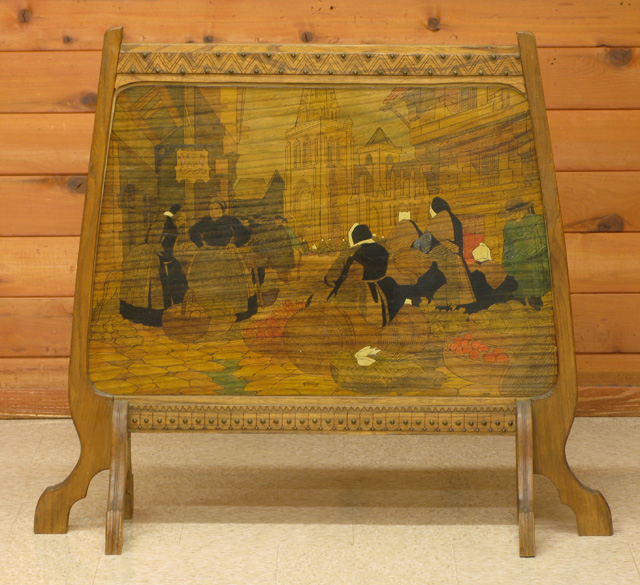 Appraisal: A PICTORIAL BRITTANY WOOD-PANEL FIREPLACE SCREEN French late th early