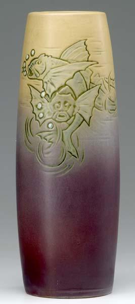 Appraisal: WELLER Cameo Jewel vase designed by Lorber with spiny fish