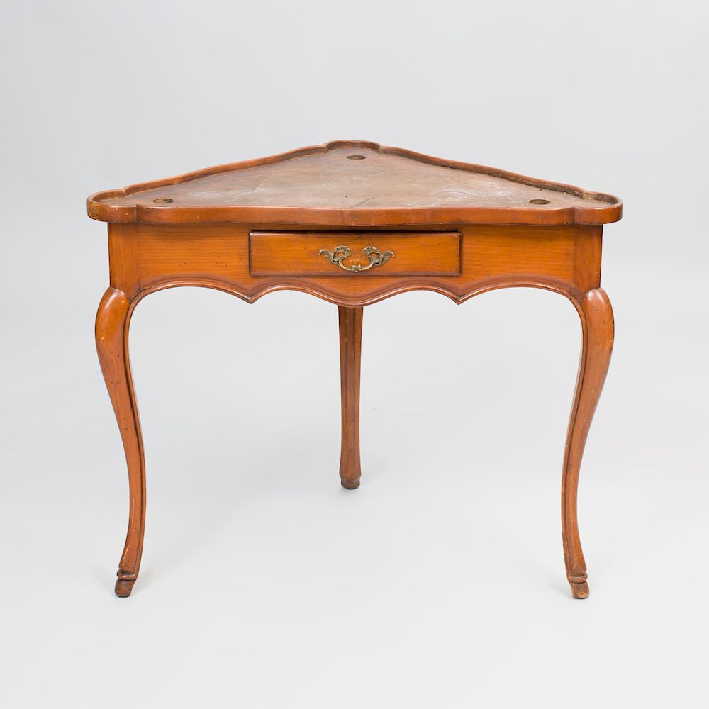 Appraisal: Louis XV Style Provincial Mahogany Corner Table Fitted with a