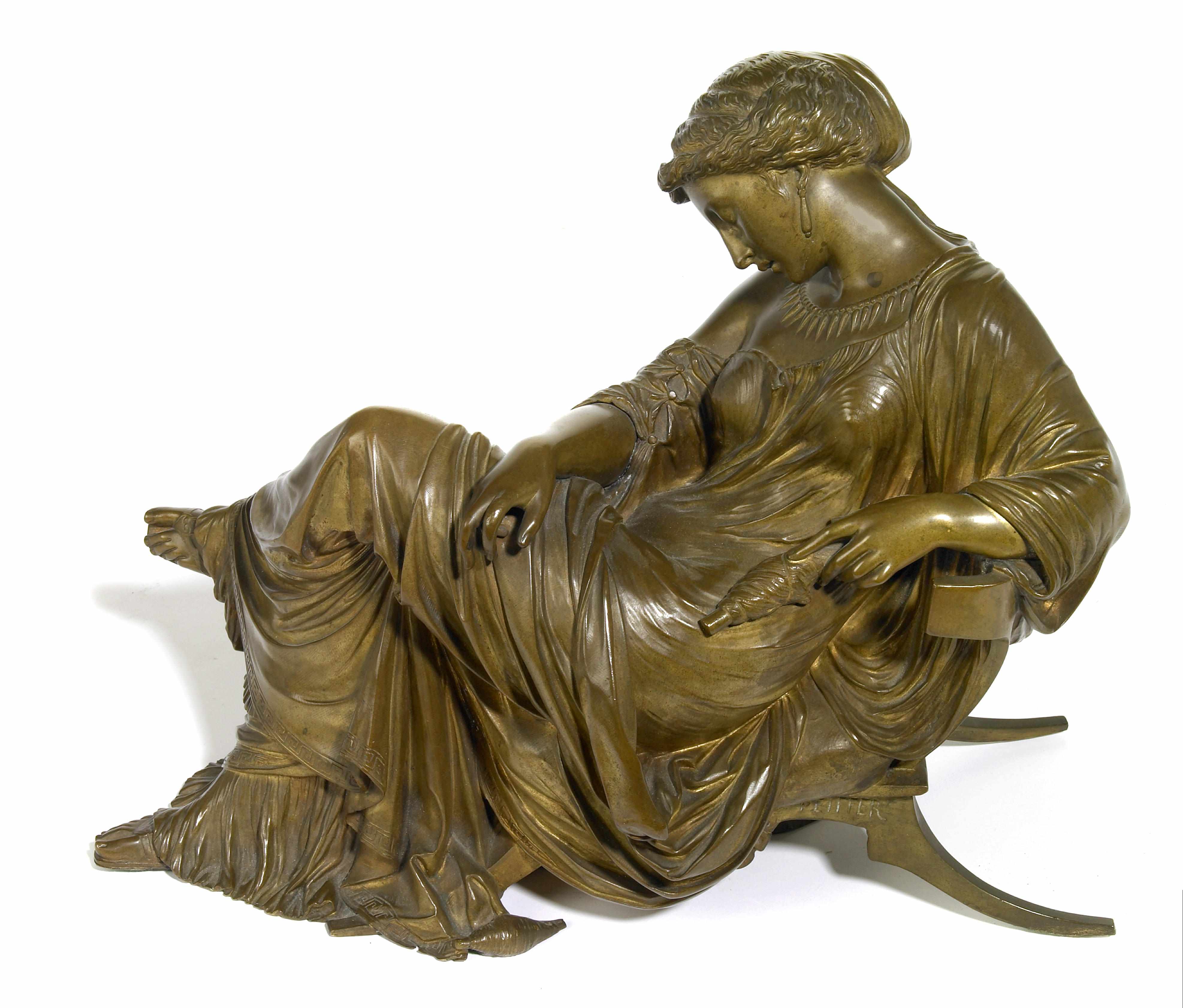 Appraisal: A French patinated bronze figure of a classical maiden after