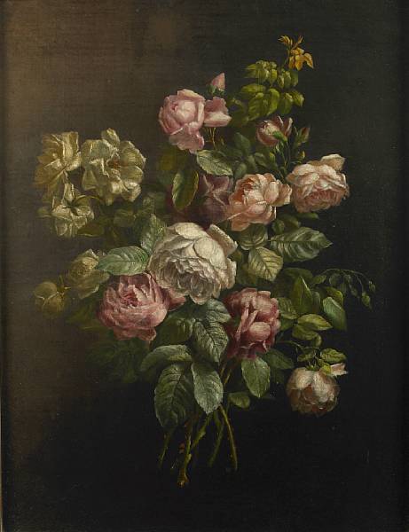 Appraisal: Danish School A still life of pink and white roses