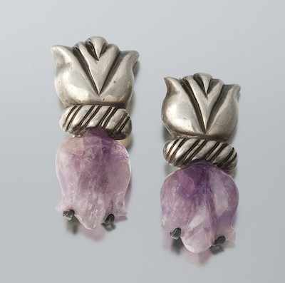 Appraisal: A Pair of Spratling Sterling Silver and Amethyst Brooches sterling