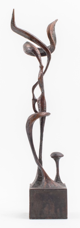 Appraisal: SURREALIST ABSTRACT BRONZE PLANT SCULPTURE American Surrealist welded bronze sculpture