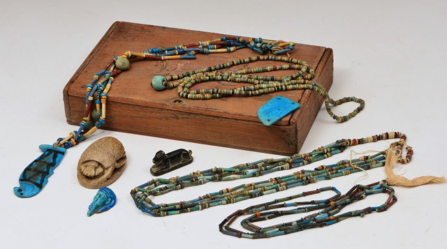 Appraisal: A GROUP OF EGYPTIAN BEADS scarabs and other pieces