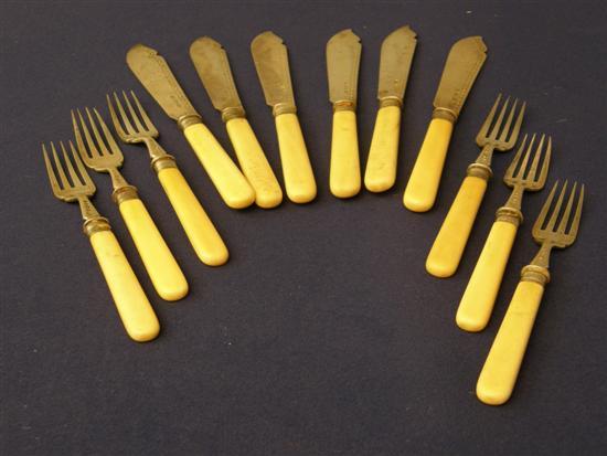 Appraisal: Victorian set of six silver fish knife and forks with