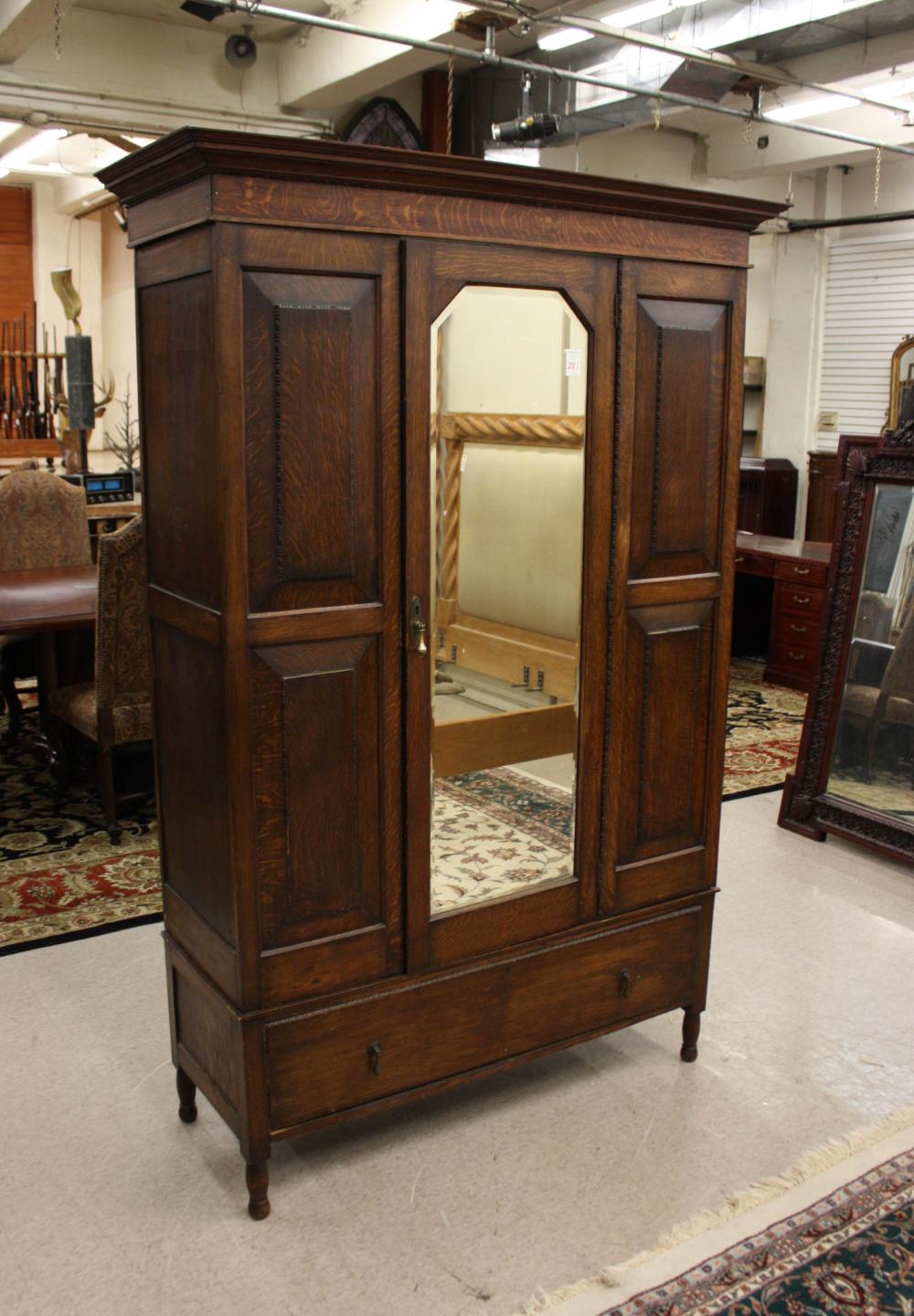 Appraisal: SINGLE-DOOR OAK WARDROBE English early th century H x W