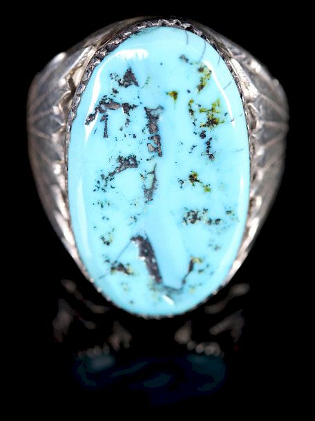 Appraisal: Robert Leekity Navajo Sterling Turquoise Ring This is a signed