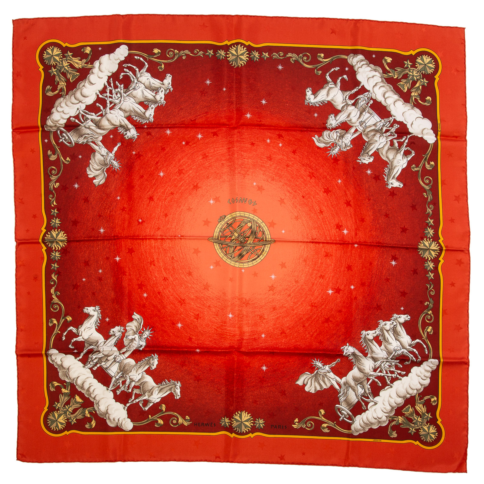 Appraisal: AN HERMES SCARF COSMOS SCARF Rust and multicolor Hermes cm