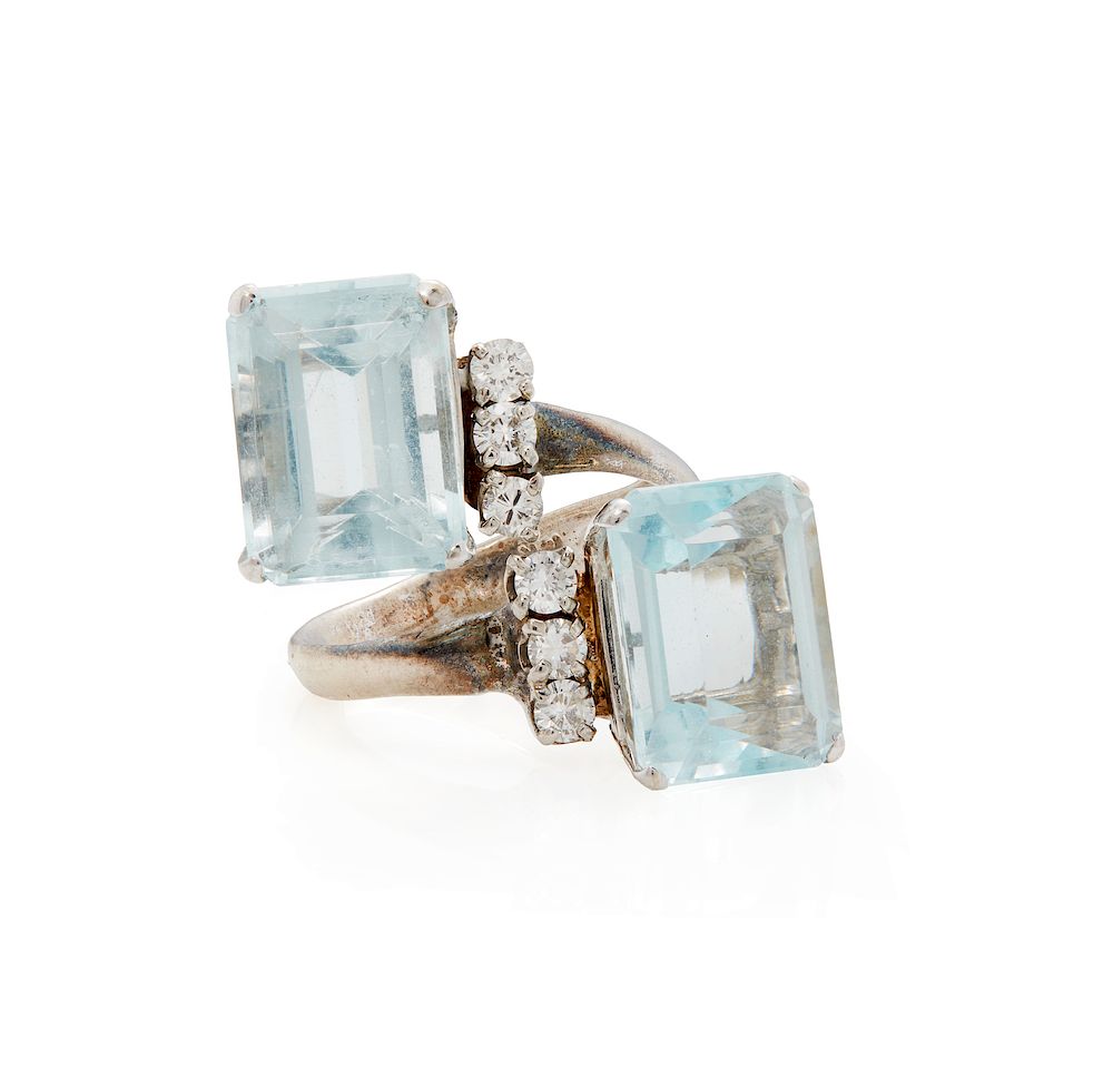 Appraisal: k Aquamarine Diamond Ring Lady's k white gold aquamarine and