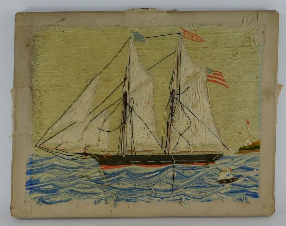 Appraisal: C American Folk Art Ship's Woolie Textile United States th