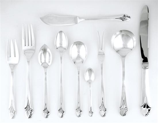 Appraisal: Frank Smith sterling flatware service circa Woodlily pattern consisting of