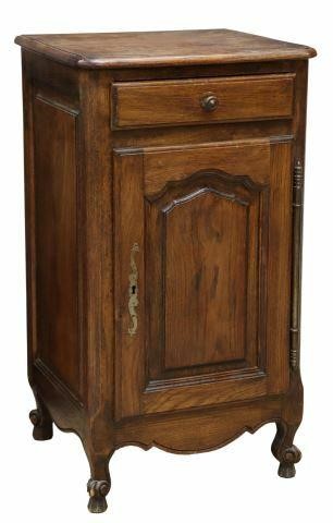 Appraisal: French Provincial Louis XV style oak bedside cabinet early th