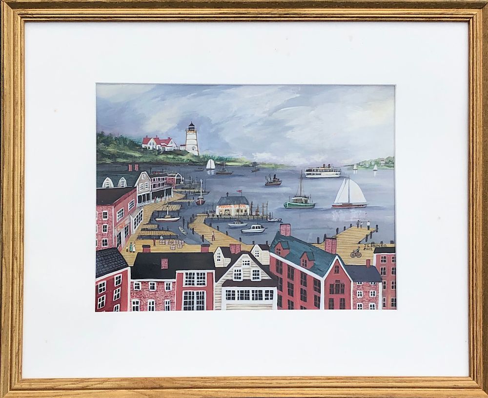 Appraisal: Jan L Munro Gouache on Paper Woods Hole Exclusive on