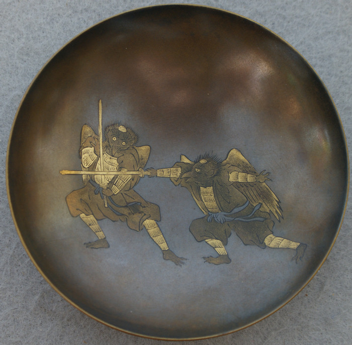 Appraisal: Extremely fine Japanese Lacquer small plate finely painted w mythological