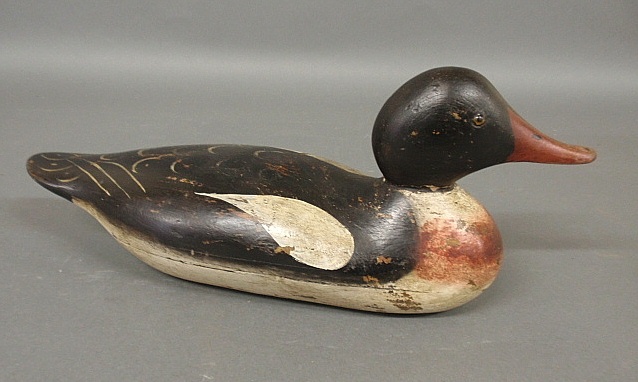 Appraisal: - Mason standard grade Merganser duck decoy with glass eyes