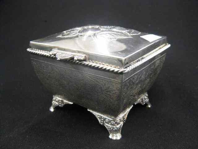 Appraisal: Meridian Victorian Silverplate Box footed fruit foliage decor hinged lid