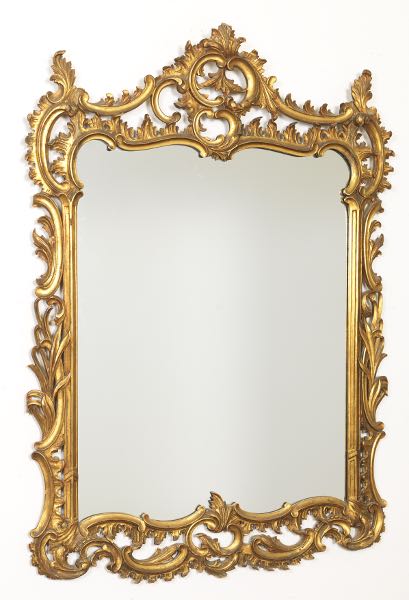 Appraisal: CHIPPENDALE STYLE LARGE CARVED GILT MIRROR x Of recatgular form