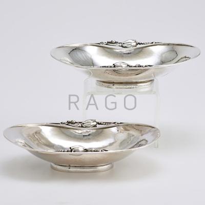 Appraisal: TWO GEORG JENSEN DENMARK BLOSSOM DISHES A Sterling kidney-shaped dishes