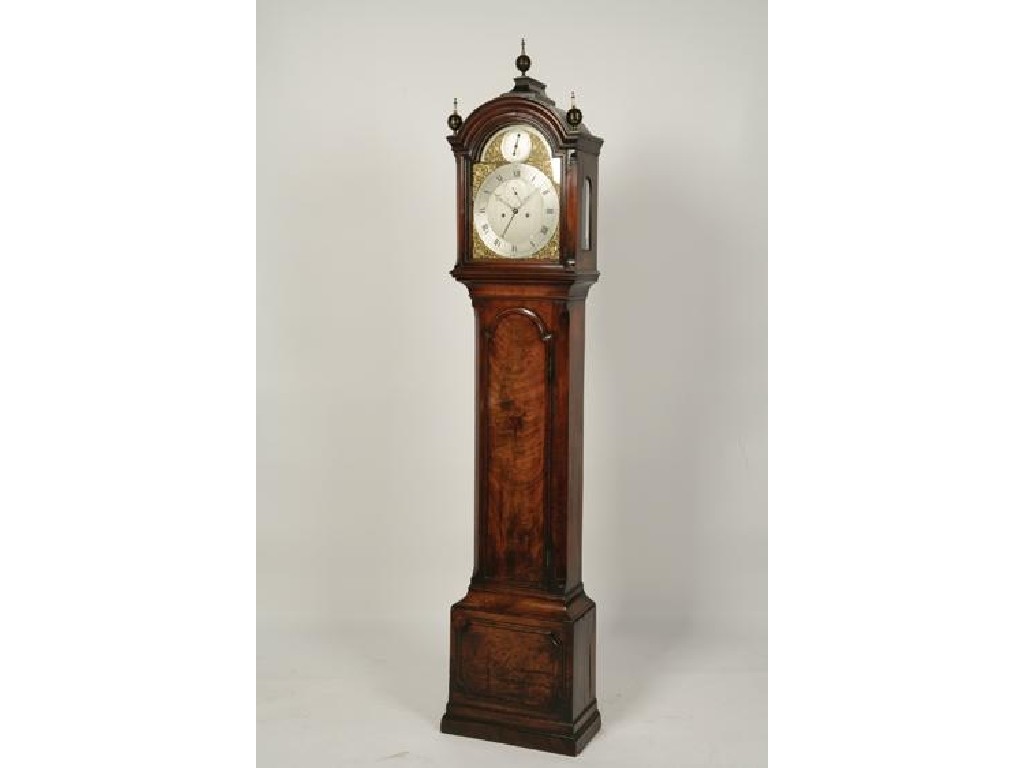 Appraisal: A GEORGE III MAHOGANY LONGCASE CLOCK with a silvered dial