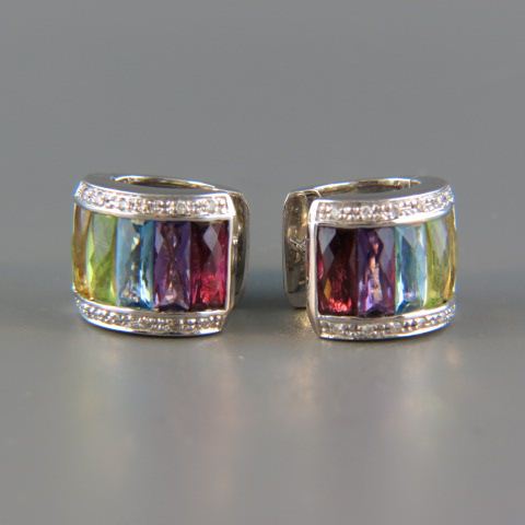 Appraisal: Diamond Gemstone Earrings topaz garnet citrine peridot amethyst totaling carats