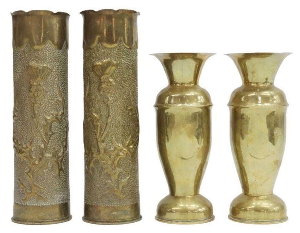 Appraisal: lot of French WWI-era trench art vases fashioned from artillery