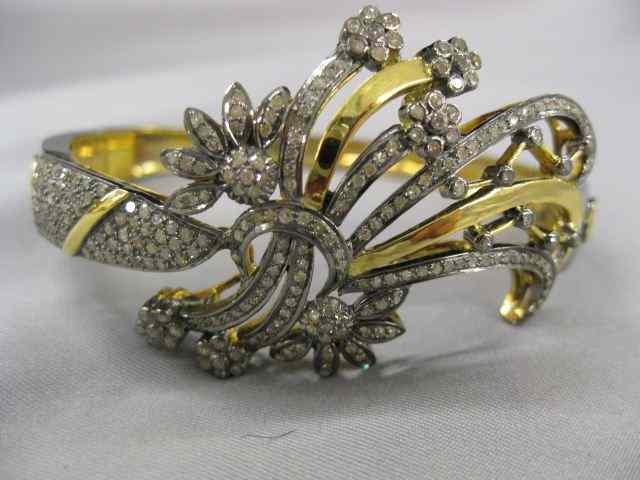 Appraisal: Diamond Bangle Bracelet fancy flower loaded with diamonds totaling carats