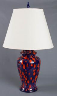 Appraisal: Modern Glazed Ceramic Lamp Blue and orange glazed ceramic lamp