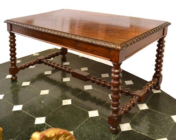 Appraisal: A TH CENTURY ITALIAN WALNUT DESK rectangular with leaf tip