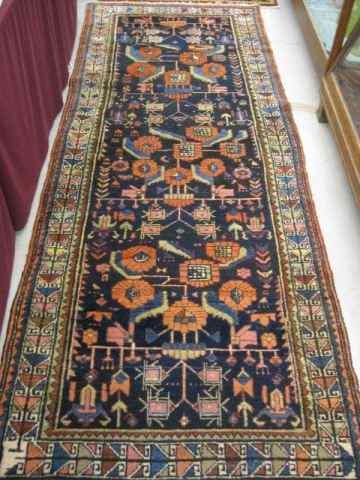 Appraisal: Hamadan Persian Handmde Runner stylized floral goemetric designs on blue