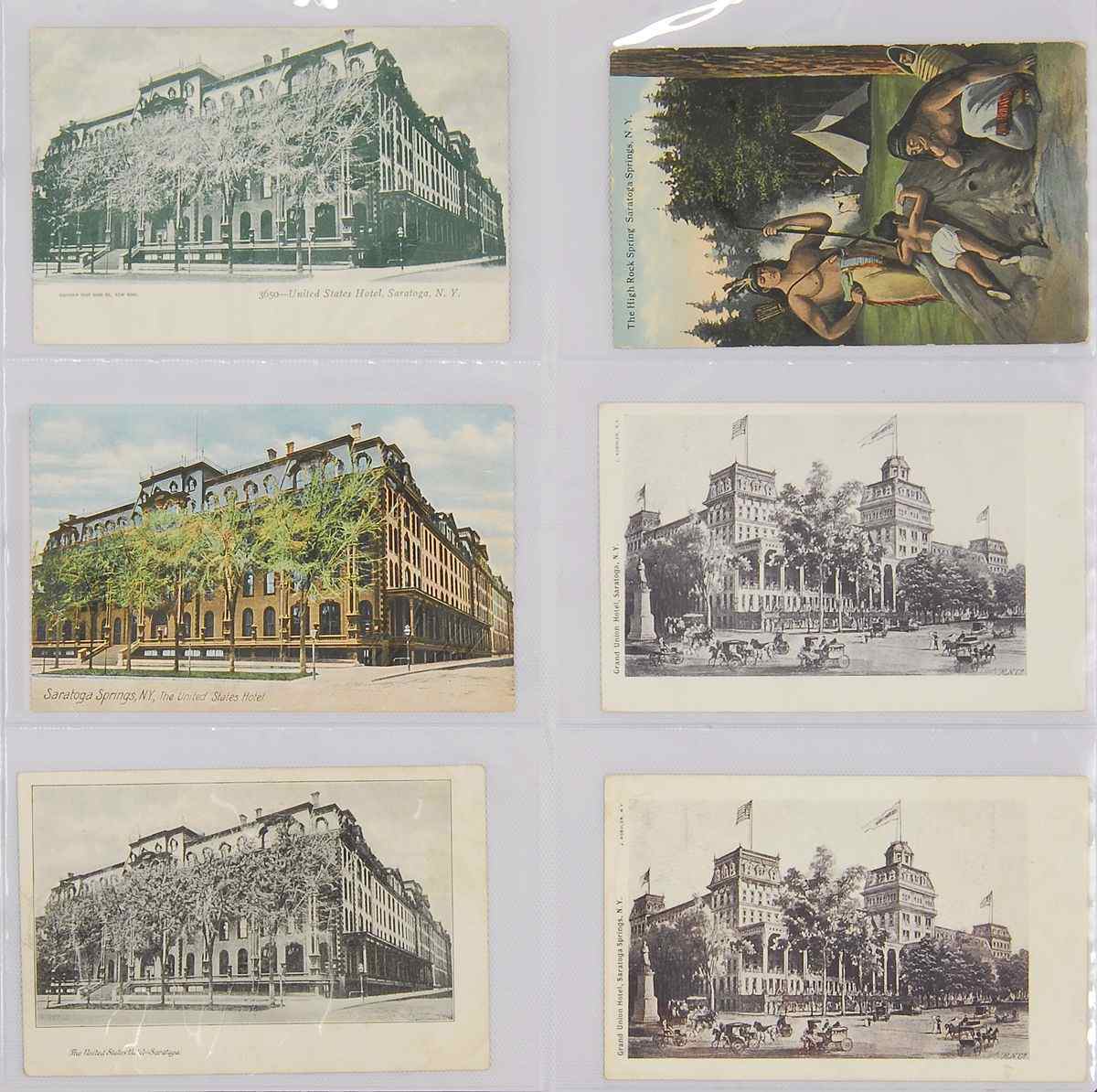 Appraisal: PAGE SLEEVES SARATOGA SPRINGS HORSE RACING early th Century postcards