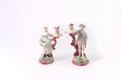 Appraisal: A pair of Derby figural candlesticks circa modelled as a