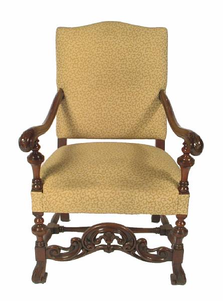 Appraisal: A Renaissance style mahogany armchair height in width in depth