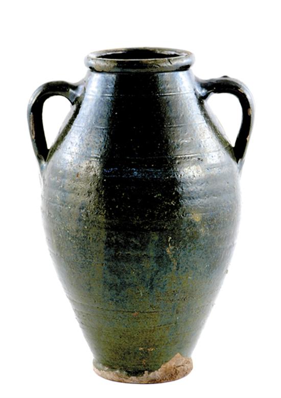 Appraisal: Grecian style earthenware olive jar ovoid form flanked by handles