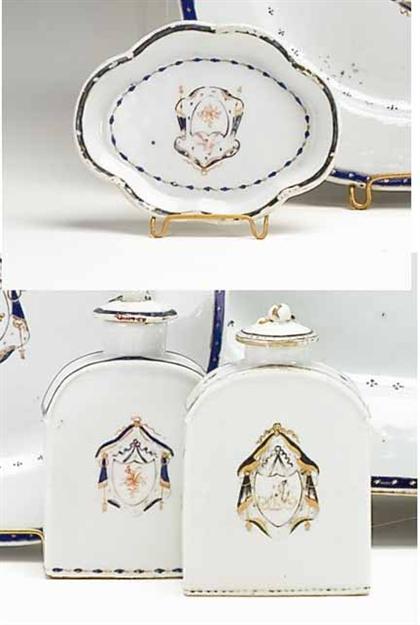 Appraisal: Two Chinese export porcelain tea caddies and a shaped dish