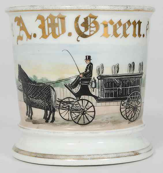 Appraisal: Undertaker's Occupational Shaving Mug Porcelain with polychrome painted scene of