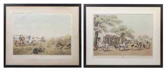 Appraisal: Two English Handcolored Lithographs each depicting a sporting scene after