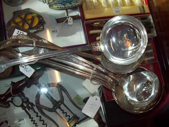 Appraisal: A COLLECTION OF SIX SILVER PLATED SERVING LADLES