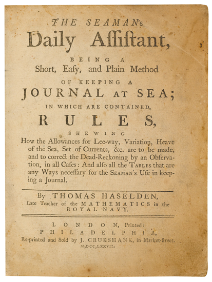 Appraisal: MARITIME Haselden Thomas The Seaman's Daily Assistant Being a Short