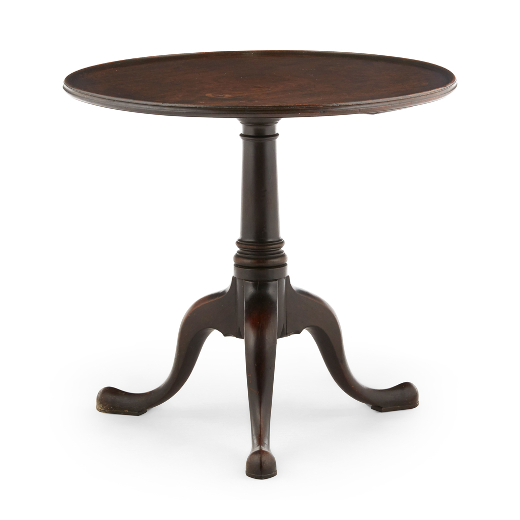 Appraisal: GEORGE III MAHOGANY TRIPOD TABLE TH CENTURY the dished circular