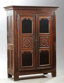 Appraisal: Continental Louis XV Style Carved Oak Bookcase c the stepped