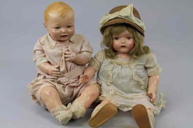 Appraisal: LOT OF TWO LARGE AMERICAN COMPOSITION DOLLS Consists of an