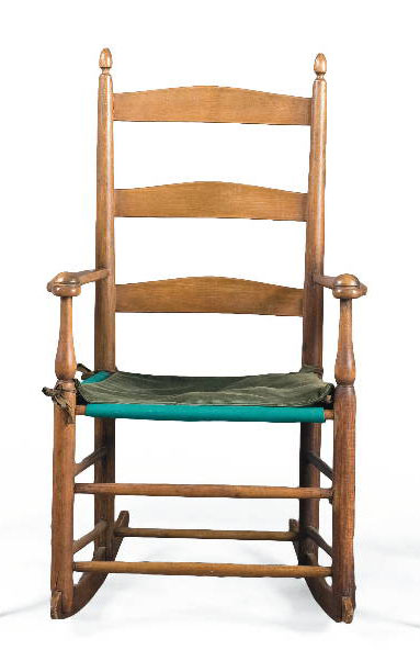 Appraisal: SHAKER CHILD'S quot NO quot LADDERBACK ROCKING CHAIR MOUNT LEBANON