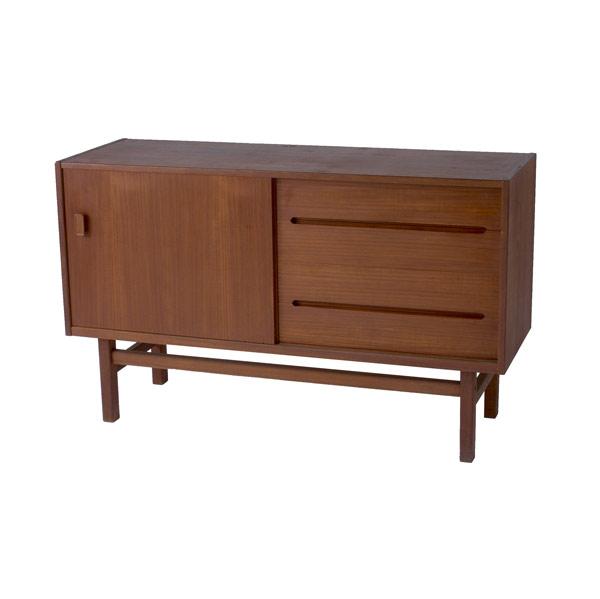 Appraisal: SCANDINAVIAN Teak sideboard with sliding door and four drawers one