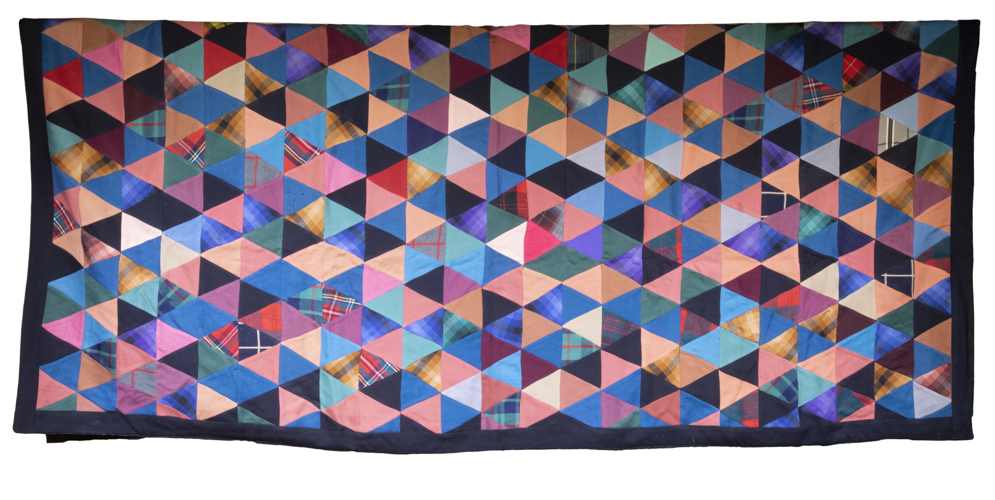 Appraisal: TH C PATCHWORK FLANNEL QUILT Multicolored with triangular pattern and