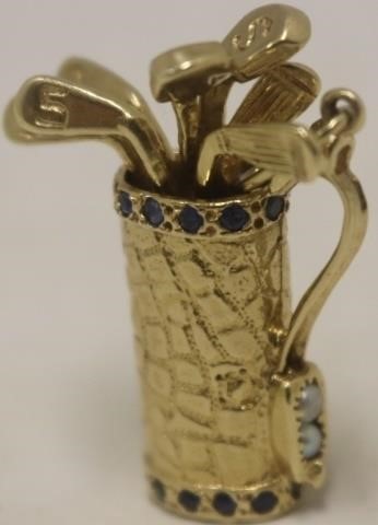 Appraisal: UNUSUAL KT GOLD CHARM IN THE FORM OF A GOLFBAG