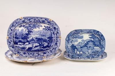 Appraisal: Four English blue and white platters early th Century in