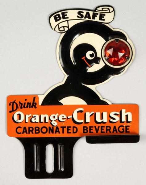 Appraisal: Rare Orange Crush License Plate Topper Description s Heavily embossed