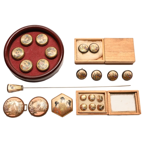 Appraisal: One pair and three sets of Japanese Satsuma buttons an