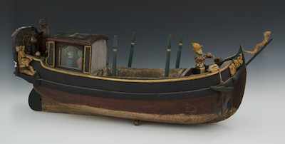 Appraisal: A Carved Wood Folk Art Venetian Boat A large carved