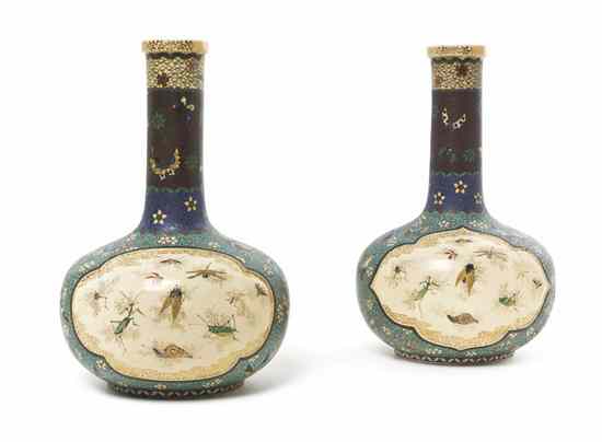 Appraisal: A Pair of Japanese Totai Vases of bottle form with